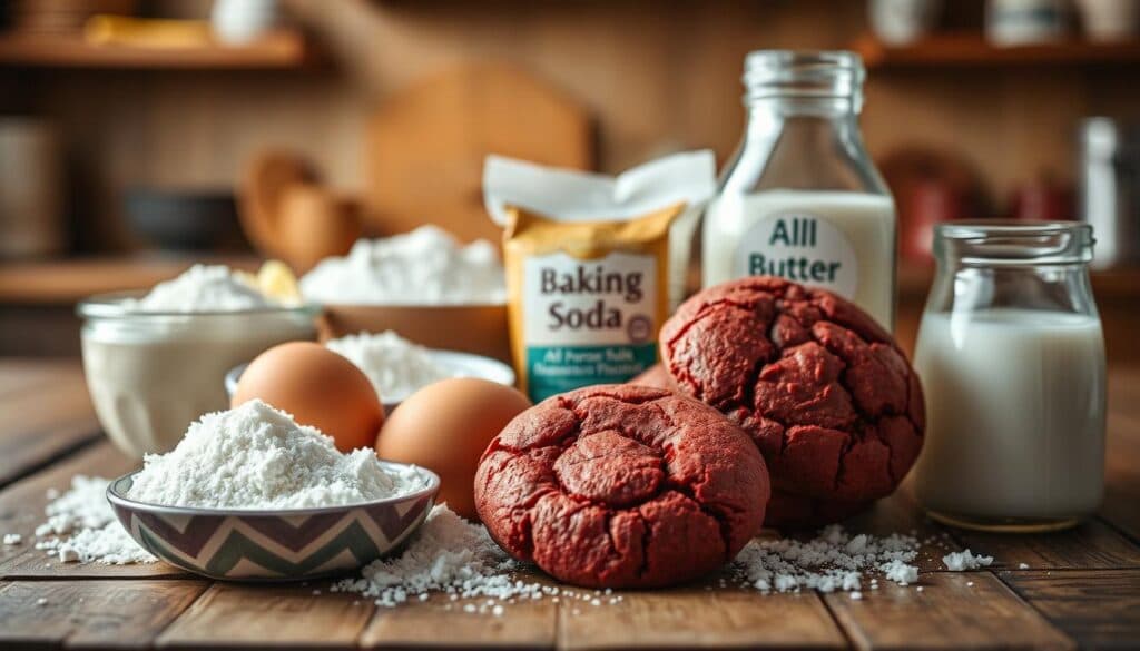 Zutaten für perfekte Red Velvet Cookies