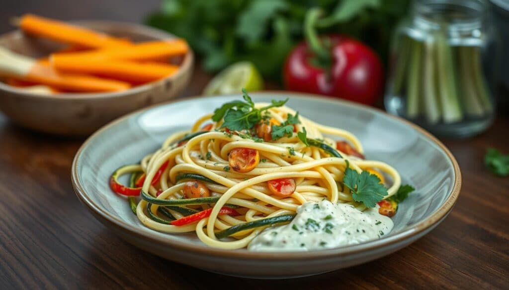 vegetarische Zucchini-Bandnudeln vegetarische Zucchini-Bandnudeln