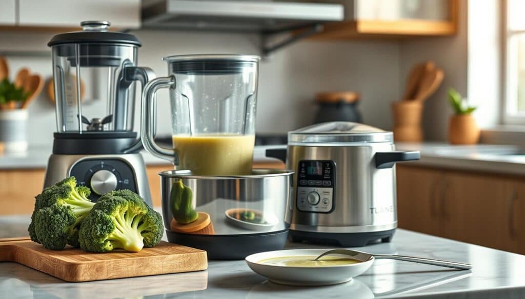 Küchengeräte für Brokkolicremesuppe Küchengeräte für Brokkolicremesuppe