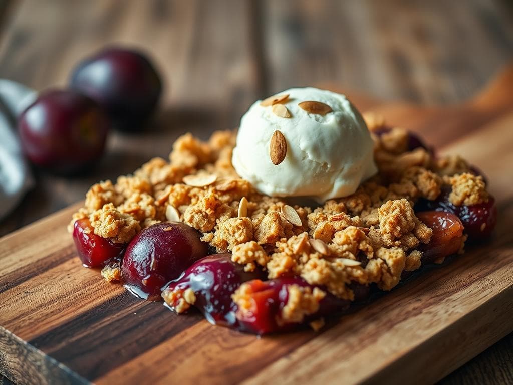 Zwetschgen Crumble mit Beilagen Zwetschgen Crumble mit Beilagen