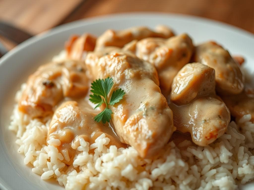 Hühnergeschnetzeltes mit Rahmsauce