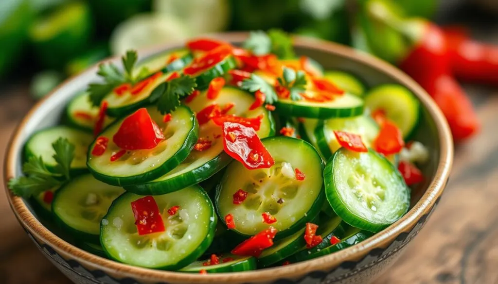 Asiatischer Gurkensalat mit Chili