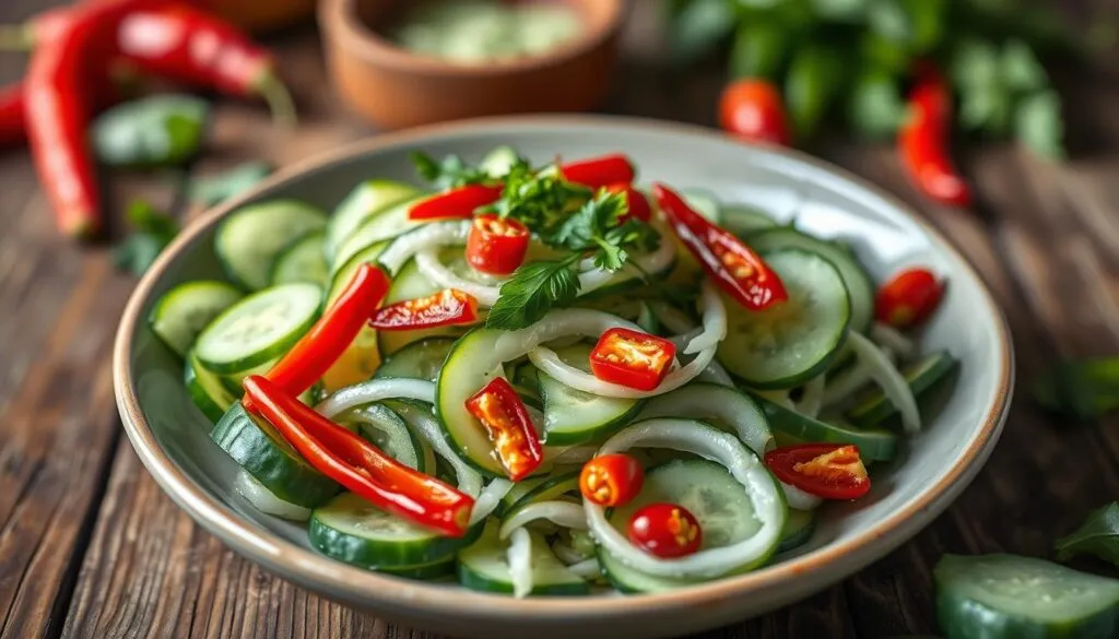 Asiatischer Gurkensalat mit Chili