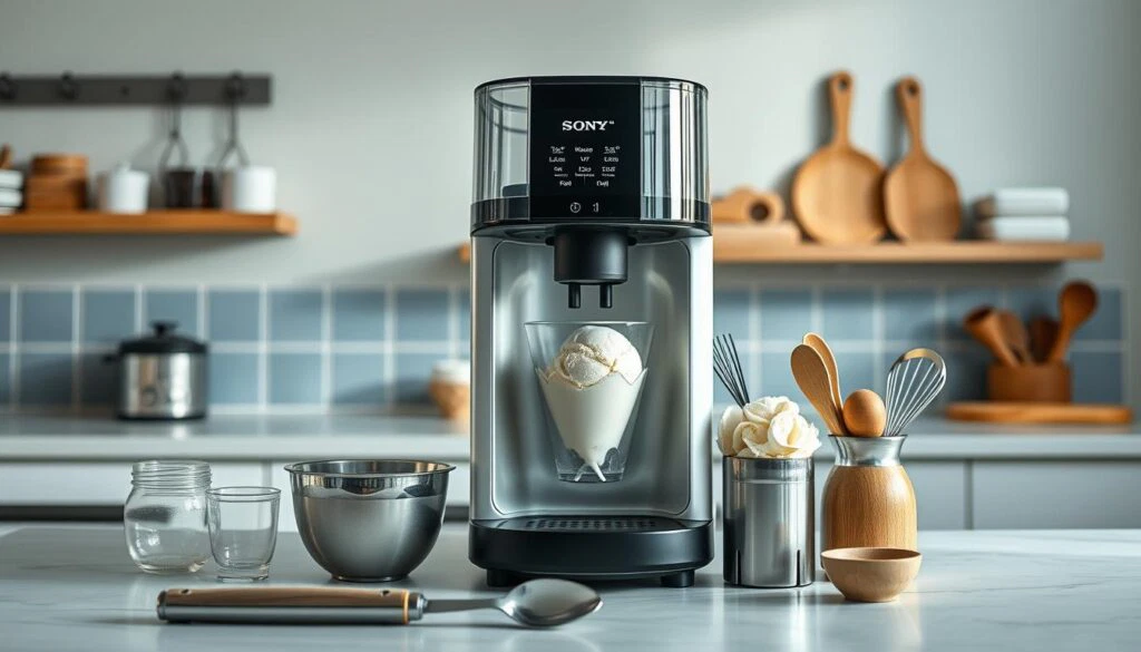 Eismaschine und Küchengeräte