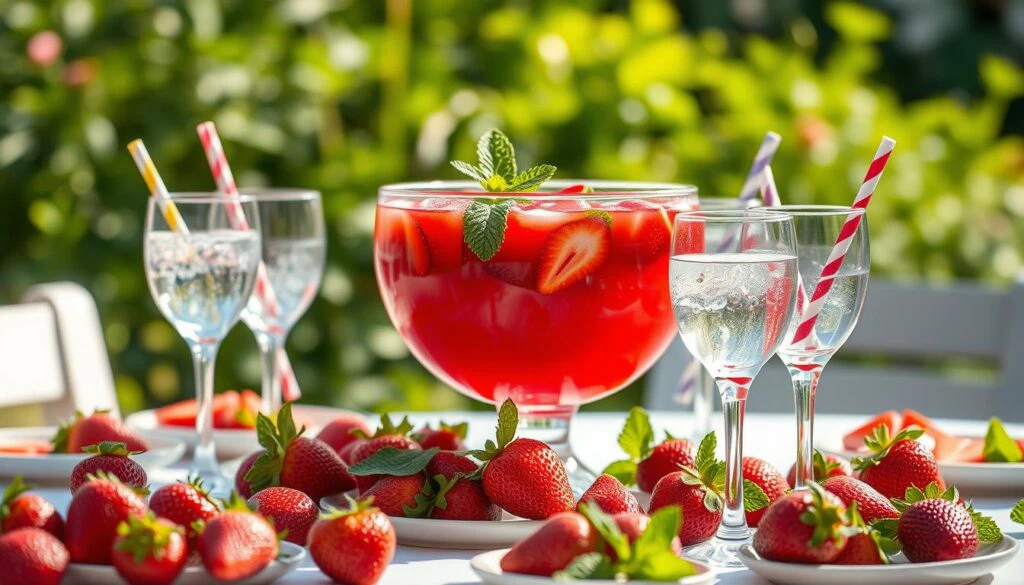 Erdbeerbowle servieren