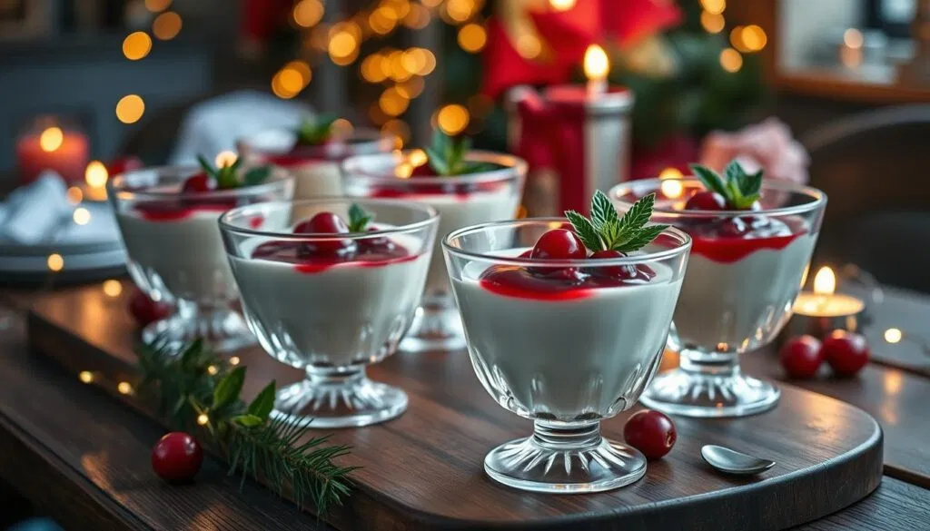 Festliche Präsentation von Panna Cotta