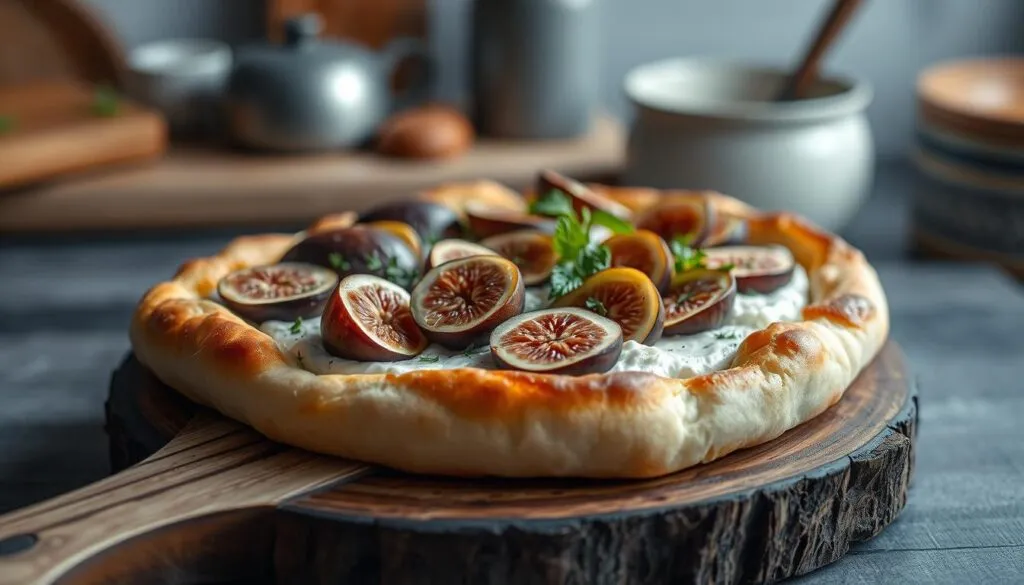 Flammkuchen mit Feigen und Ziegenkäse Flammkuchen mit Feigen und Ziegenkäse