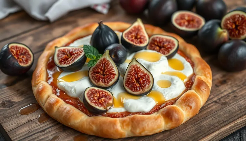 Flammkuchen mit Ziegenkäse und Feigen Flammkuchen mit Ziegenkäse und Feigen