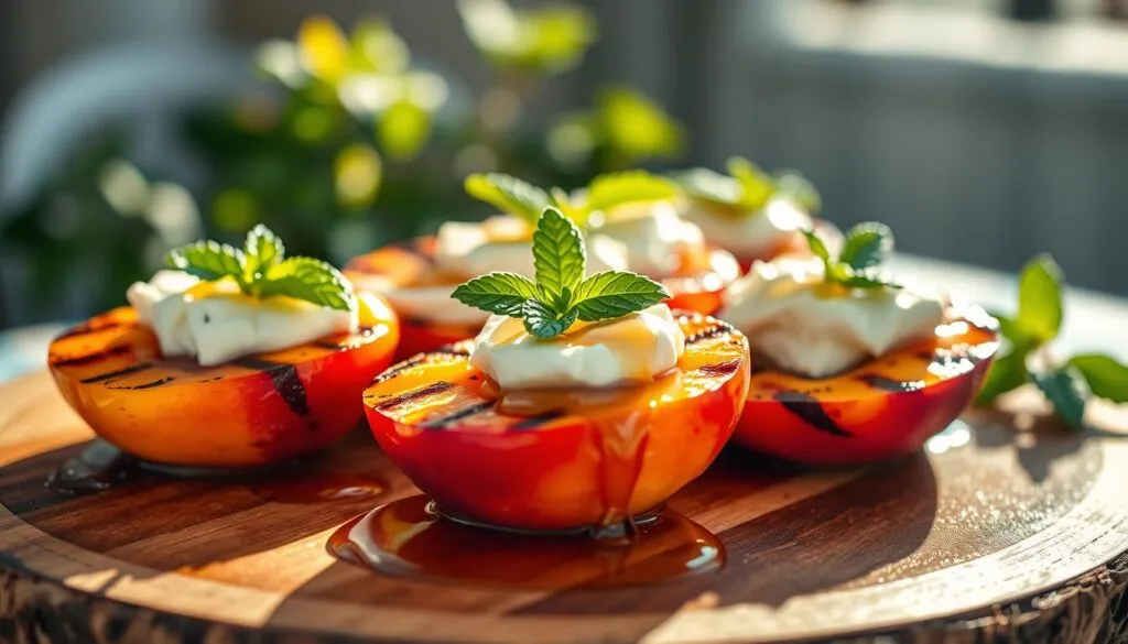 Gegrillte Pfirsiche mit Ziegenkäse