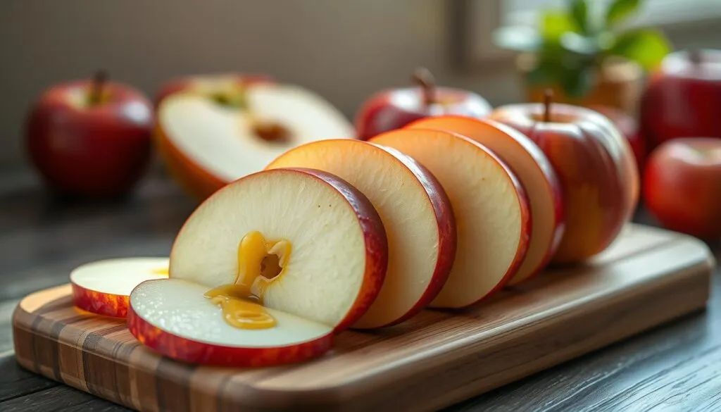 Geschnittene Äpfel für den Obstcrumble Geschnittene Äpfel für den Obstcrumble