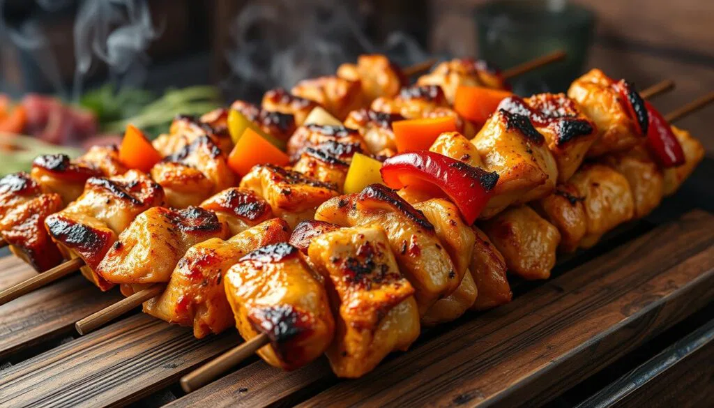 Hähnchenspieße am Spieß