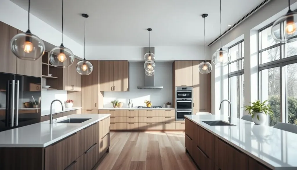 Moderne Küche mit Pendelleuchten Moderne Küche mit Pendelleuchten