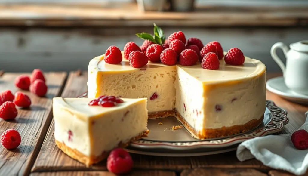 Omas Käsekuchen mit Himbeeren