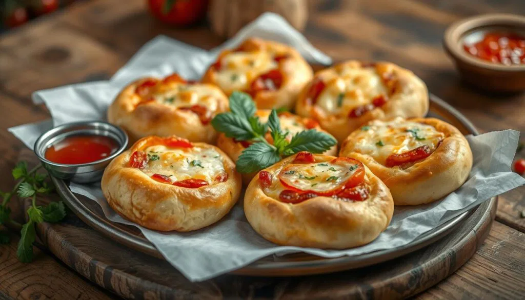 Präsentation von Pizzabrötchen