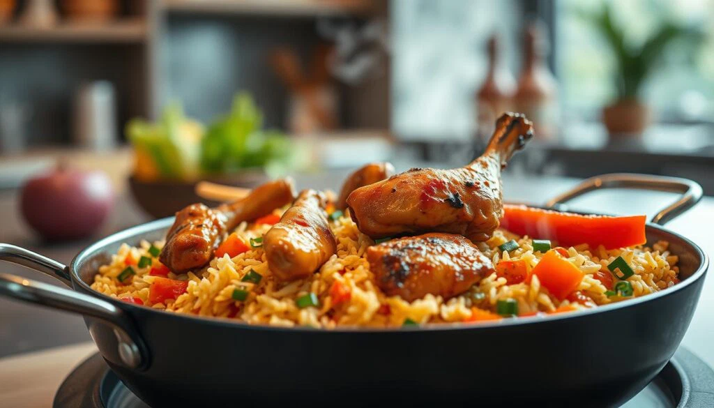 Reispfanne mit Hähnchen und Gemüse