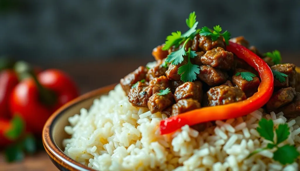 Rindfleisch und Reis Rindfleisch und Reis