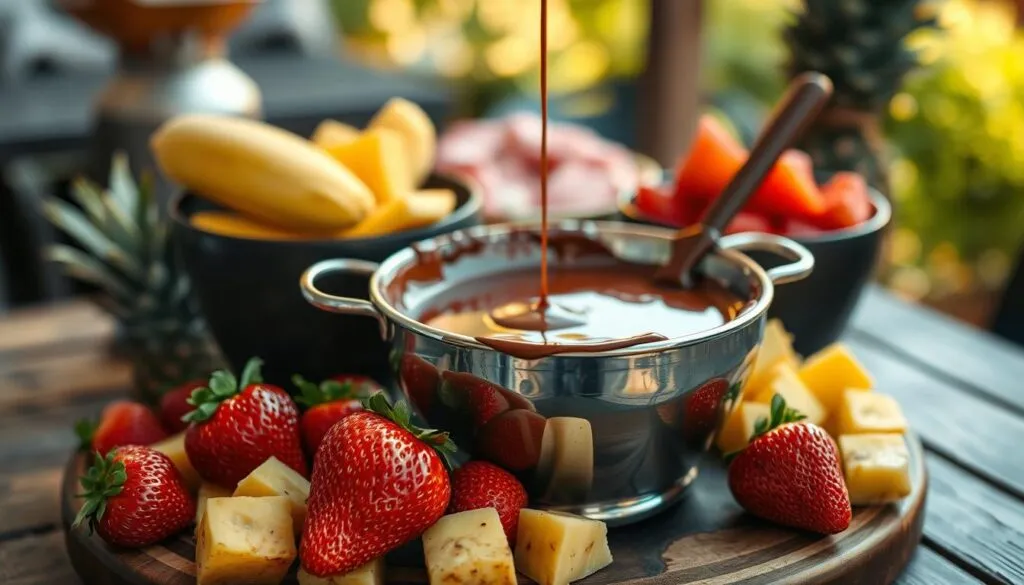 Schokoladenfondue mit Obst