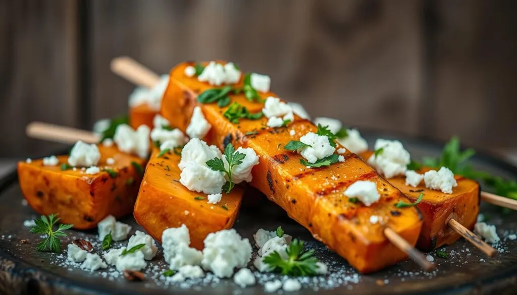 Süßkartoffelspieße & Feta