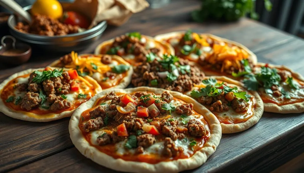 Verschiedene Lahmacun Varianten