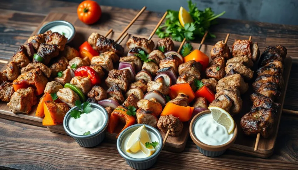 Verschiedene Souvlaki-Variationen