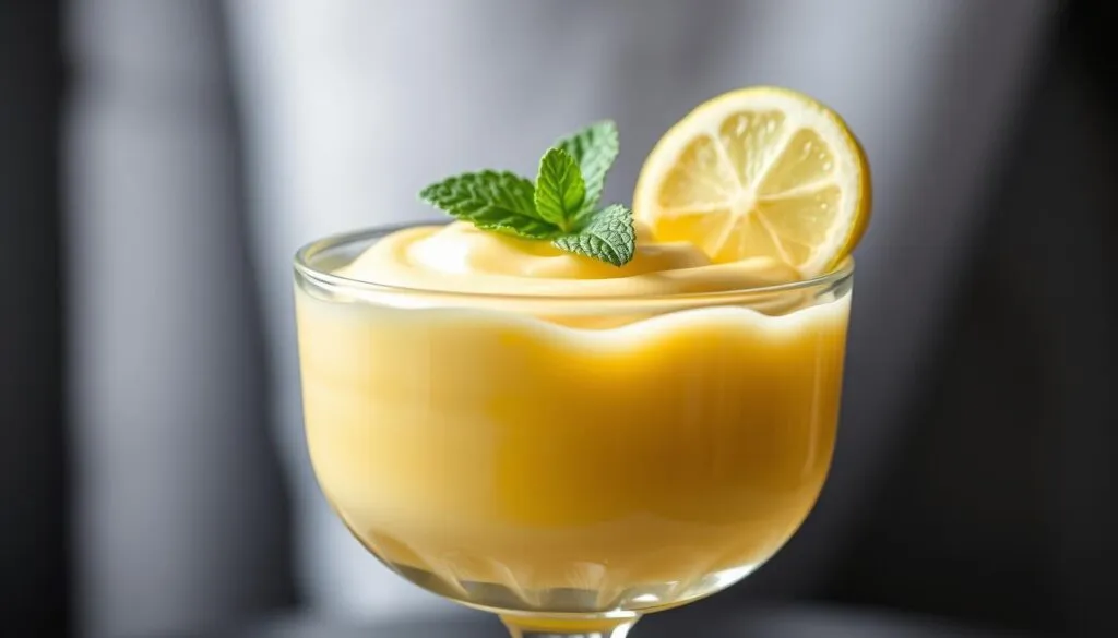 Zitronencreme im Glas angerichtet