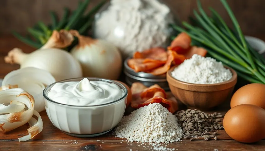 Zutaten für den Zwiebelkuchen Zutaten für den Zwiebelkuchen