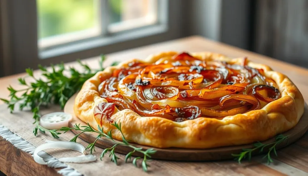 Einfacher Zwiebelkuchen ohne Hefe - Schnelles Rezept