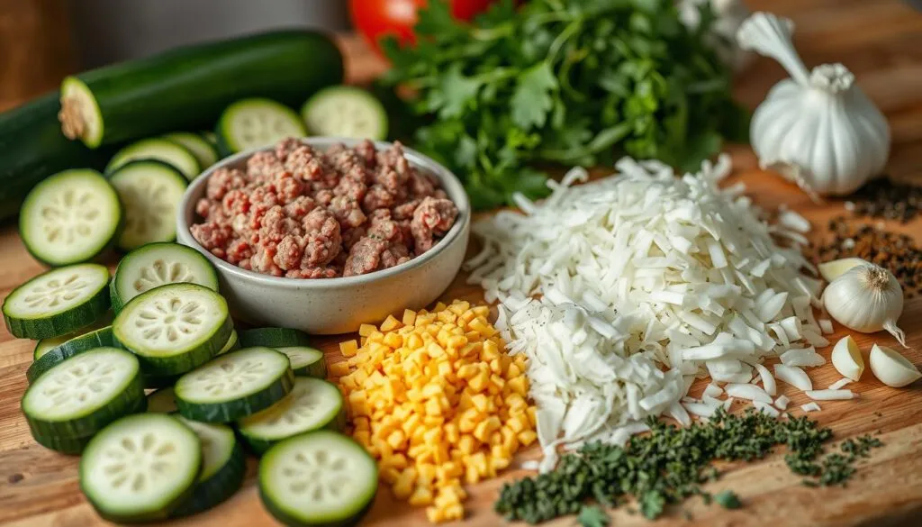 Zucchini Auflauf Zutaten Vorbereitung Zucchini Auflauf Zutaten Vorbereitung