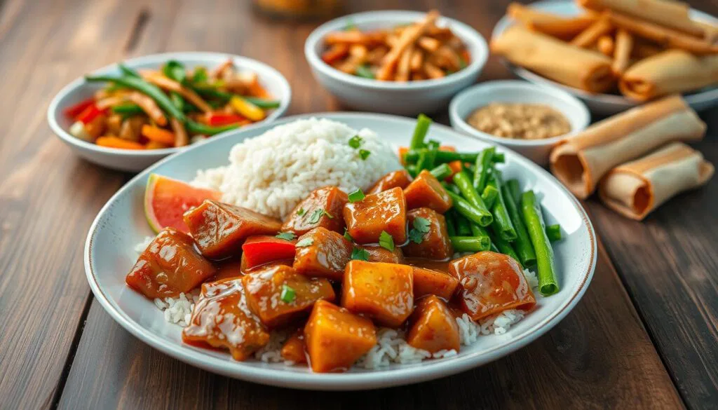 Schweinefleisch süß sauer Beilagen