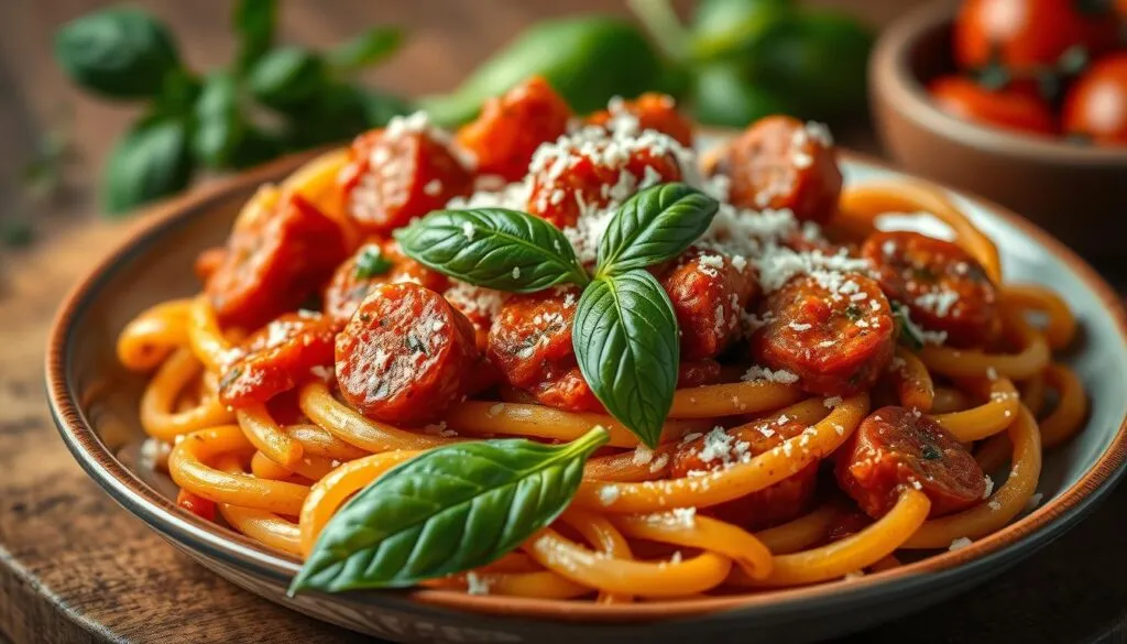 Pasta mit Chorizo Serviervorschlag