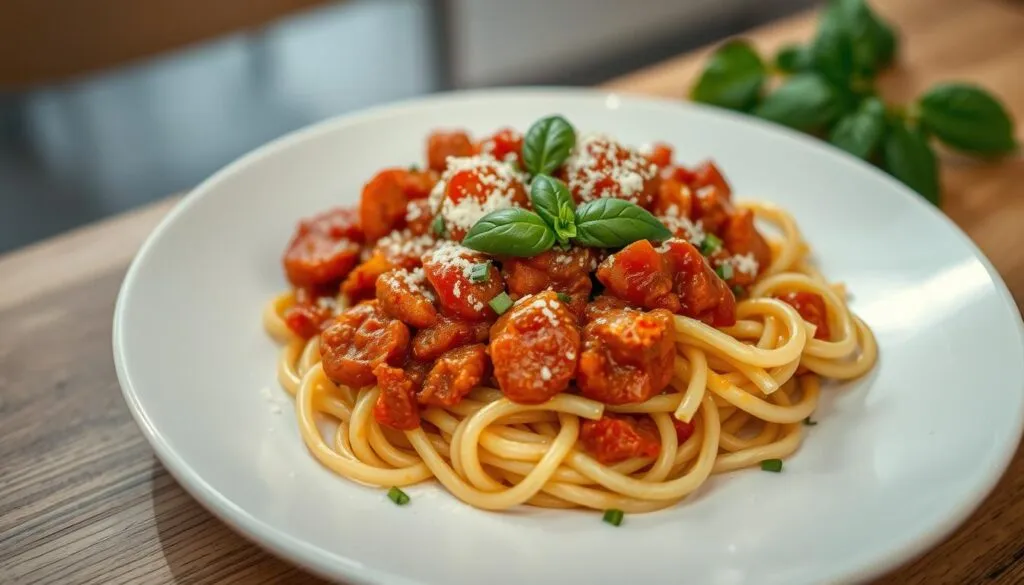 Pasta mit Chorizo Tomatensauce
