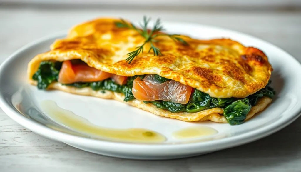 Proteinreiches Spinat-Omelette mit Lachs
