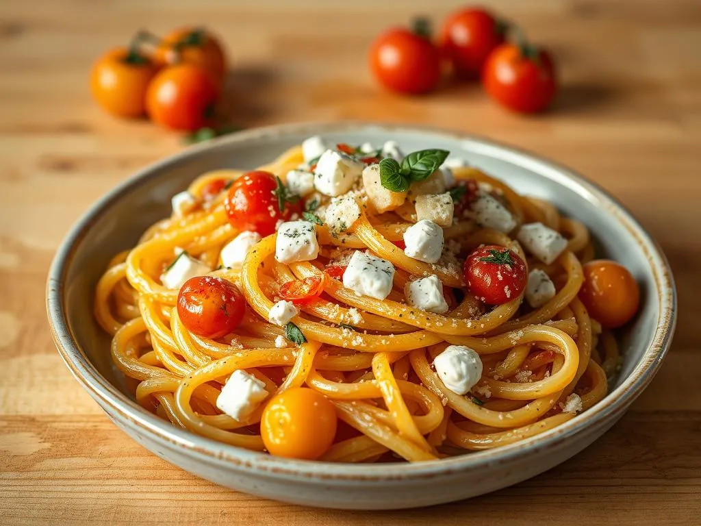 Gebackene Tomaten Feta Pasta