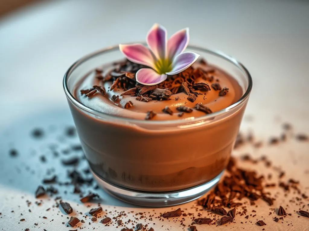 Schokoladencreme im Glas Präsentation