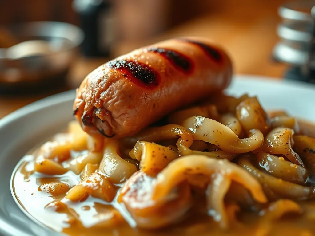Bratwurst mit Zwiebelsauce