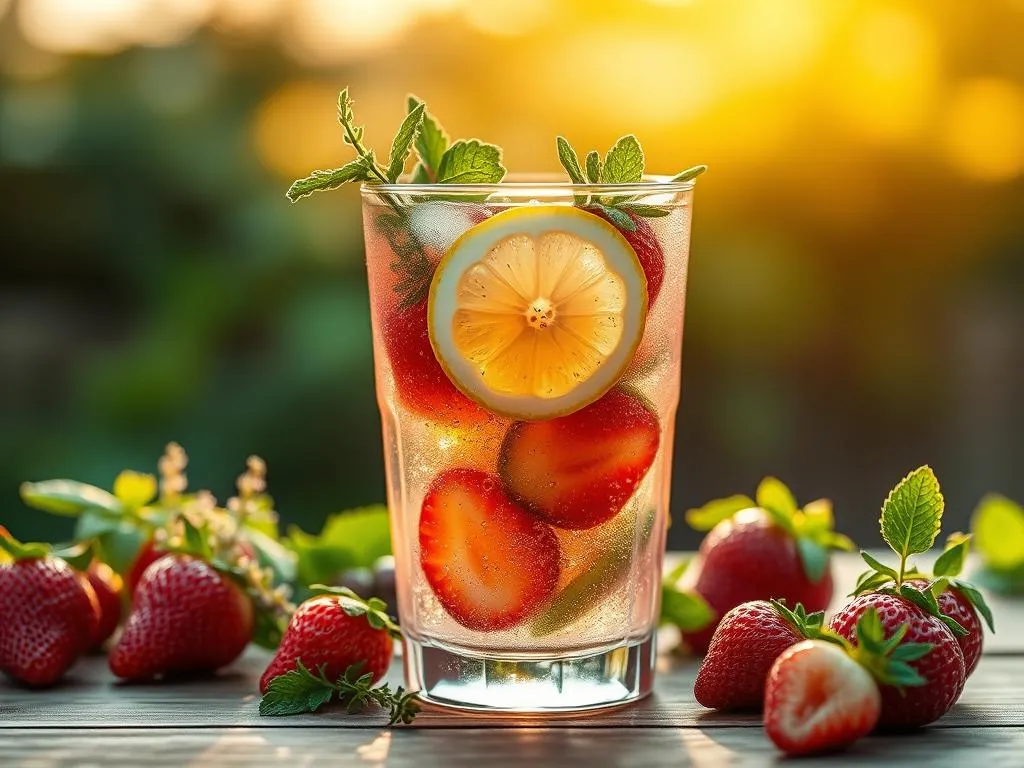 Erdbeerlimonade mit Kräutern