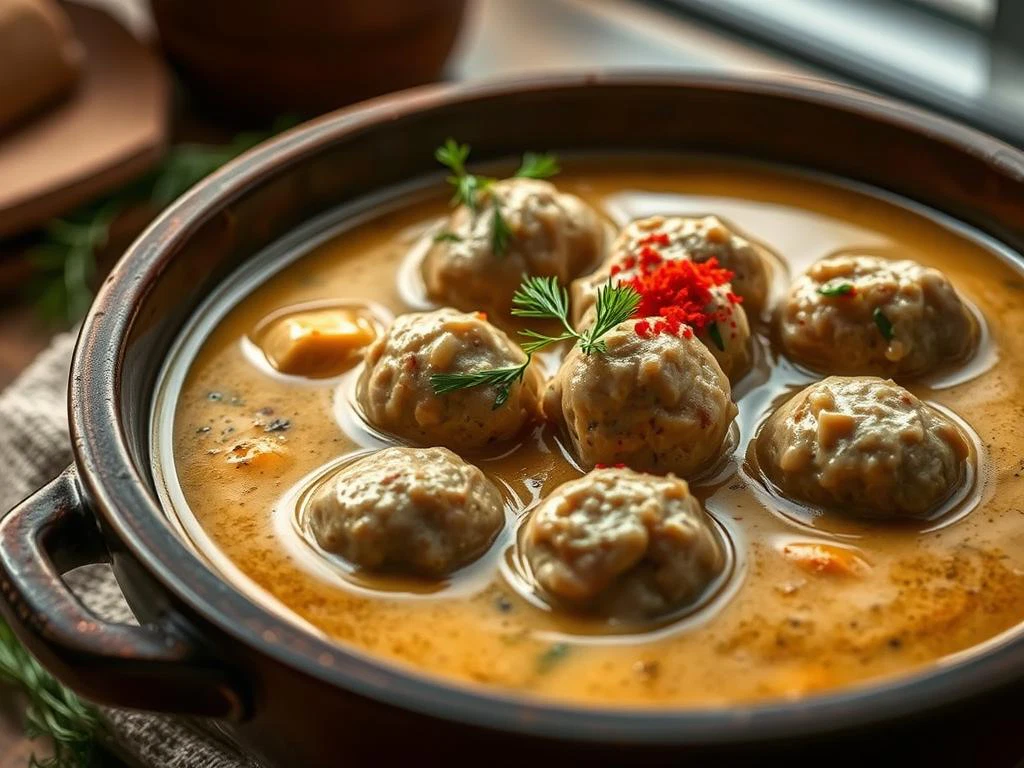 Servieren von schwedische Hackbällchen Eintopf