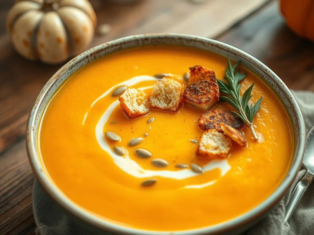 Kürbissuppe servieren Beilagen