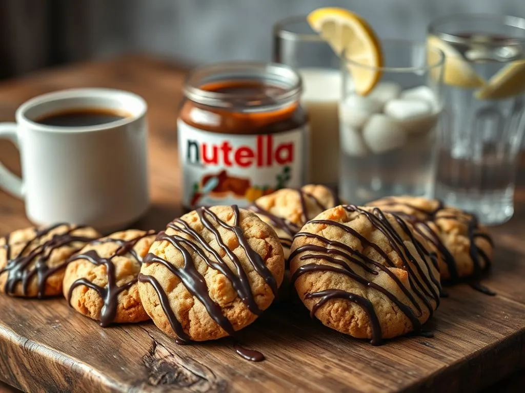 Nutella Cookies mit Getränken