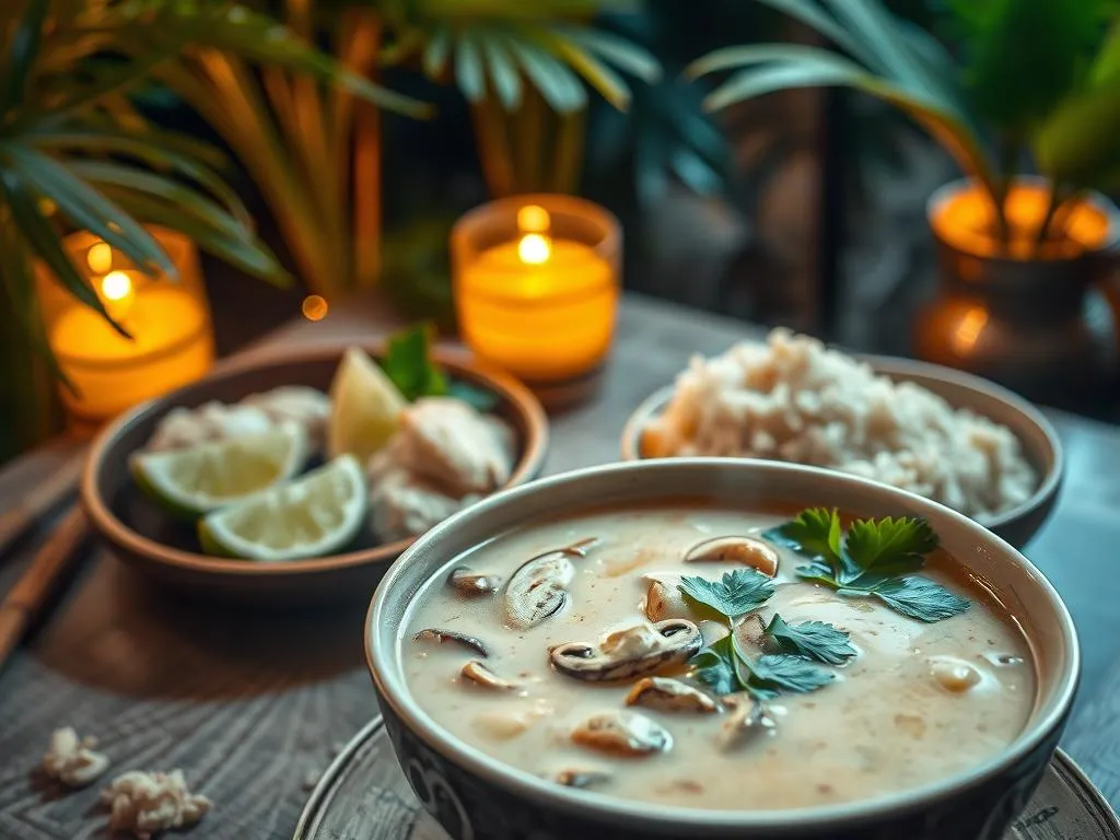 Tom Kha Gai festliche Präsentation Tom Kha Gai festliche Präsentation