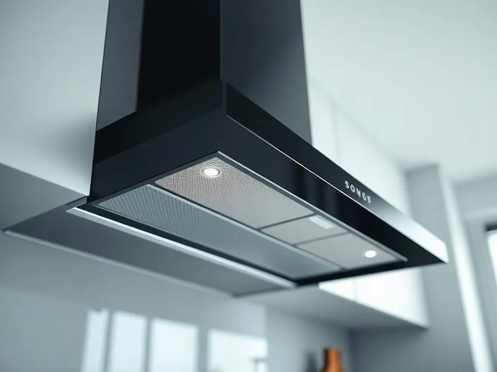 Puristisches Kochfeldabzugssystem mit matter Oberfläche Puristisches Kochfeldabzugssystem mit matter Oberfläche