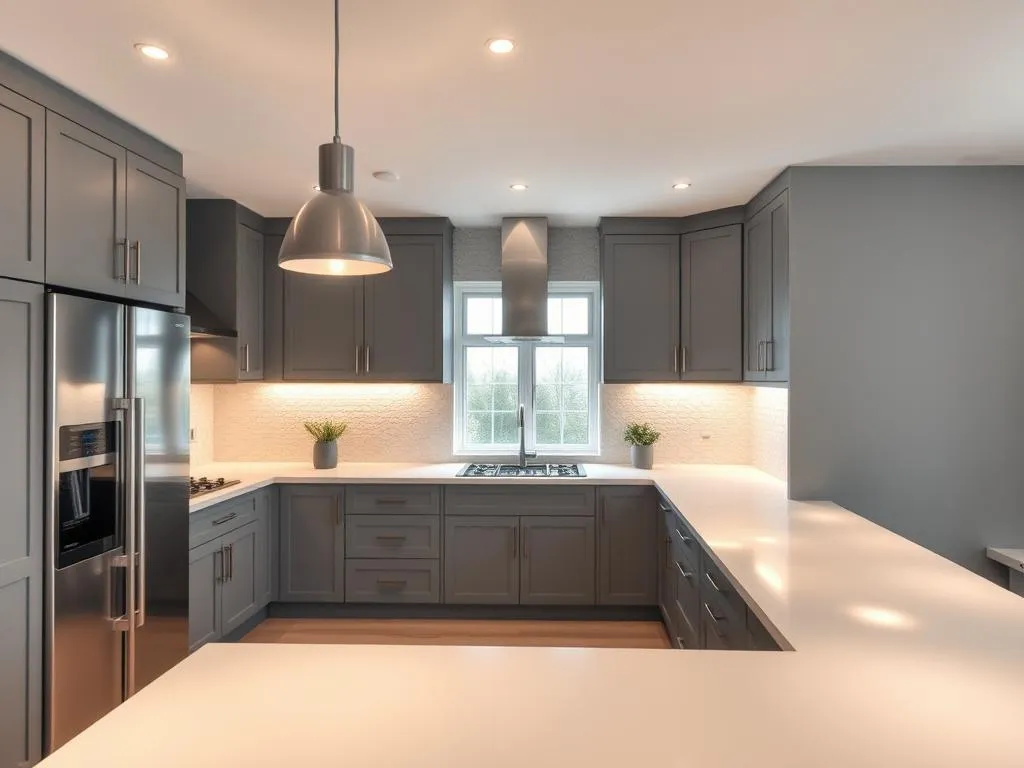 Beleuchtungskonzept für graue Küche