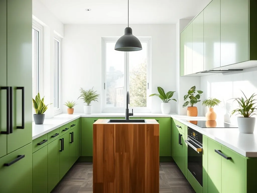 Designkonzepte grüne Küchenfronten