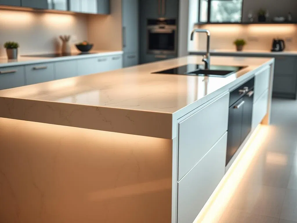 Hochwertige Materialien und integrierte Geräte in Kücheninseln