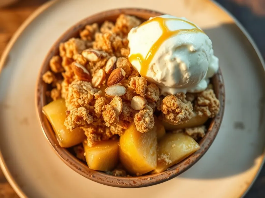 Serviervorschläge für Apfel Crumble