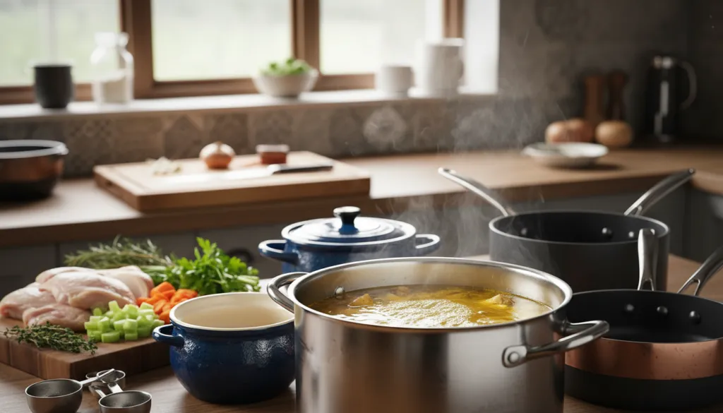 Topfgrößen und Kochtechniken für Hühnersuppe