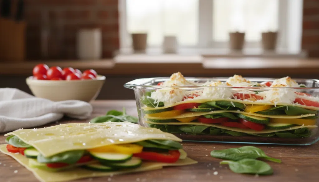 Lasagneplatten schichten