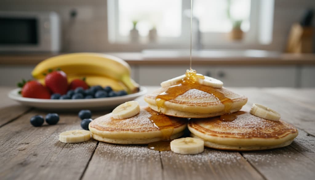 Ausbacken und Varianten von Bananen Pfannkuchen Ausbacken und Varianten von Bananen Pfannkuchen