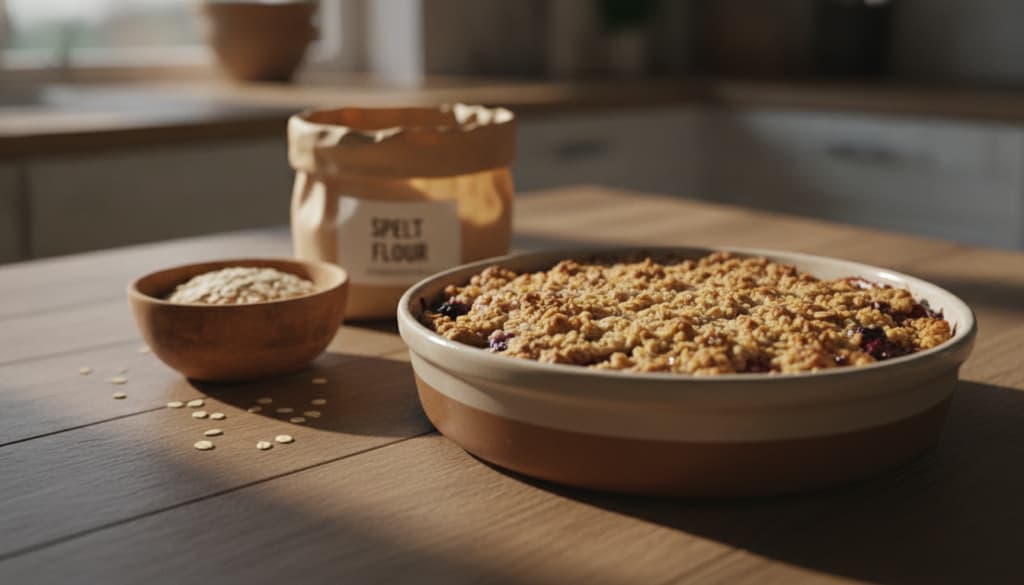Crumble mit Haferflocken und Dinkelmehl
