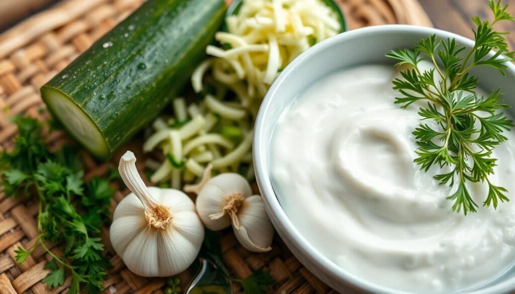 Zaziki Besteht Aus Knoblauch Joghurt Und Daraus